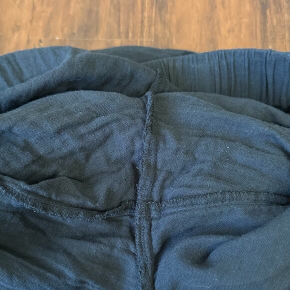 PACT Cropped Pants Black Wrinkled High Rise Wide Leg Lagenlook Goth - Picture 8 of 14